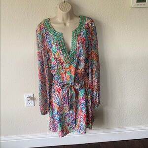 Lilly Pulitzer Saemus Accented Multicolor Abstract Print Dress.size 10